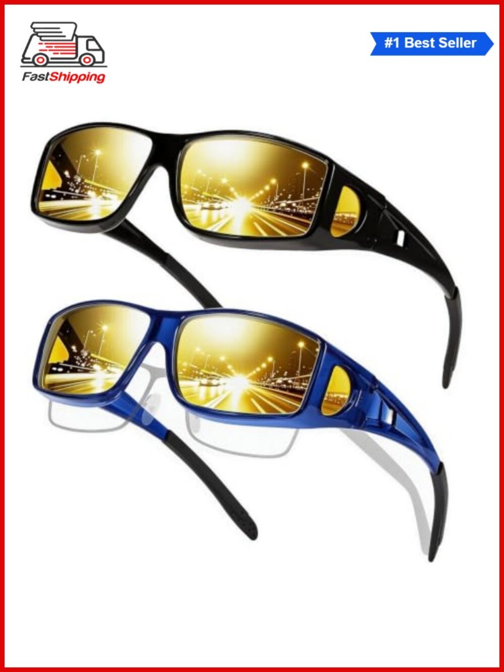 ✨ FIMILU Polarized Fit Over Night Vision Glasses Anti-Glare Yellow Lens